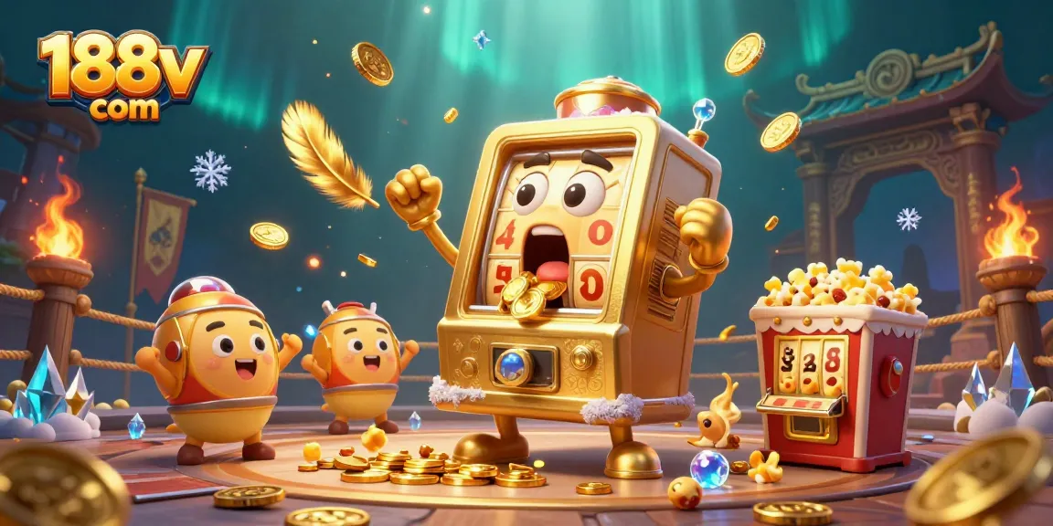 Spin to win at 188v com with a lively 3D slot machine jackpot celebration.