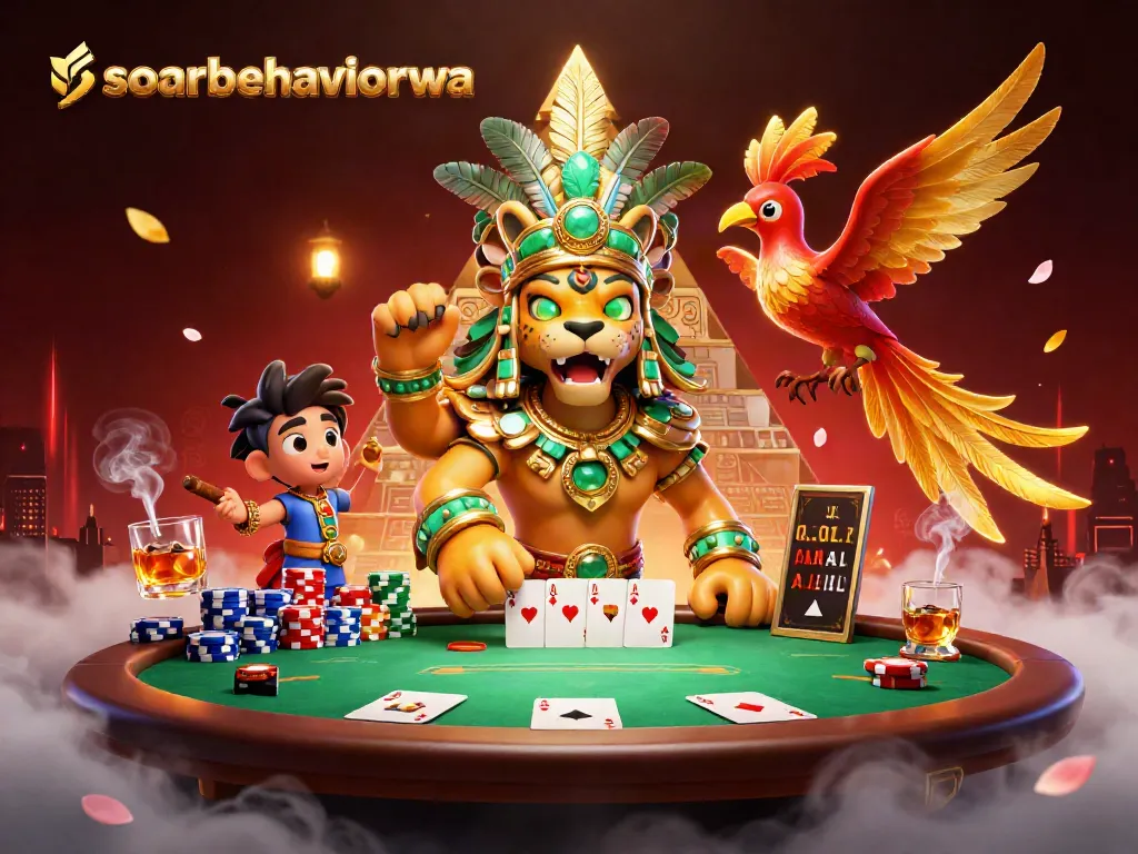 Experience the thrilling gameplay at soarbehaviorwa, featuring poker action with vivid 3D characters and vibrant casino elements.