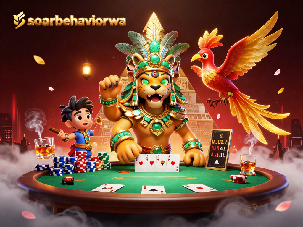 Experience the thrilling gameplay at soarbehaviorwa, featuring poker action with vivid 3D characters and vibrant casino elements.