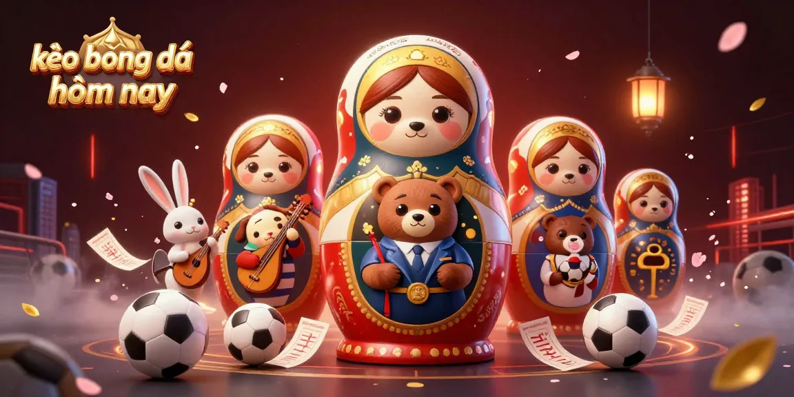 Bet on kèo bóng đá hôm nay with a vibrant 3D scene featuring sports elements and festive visuals.