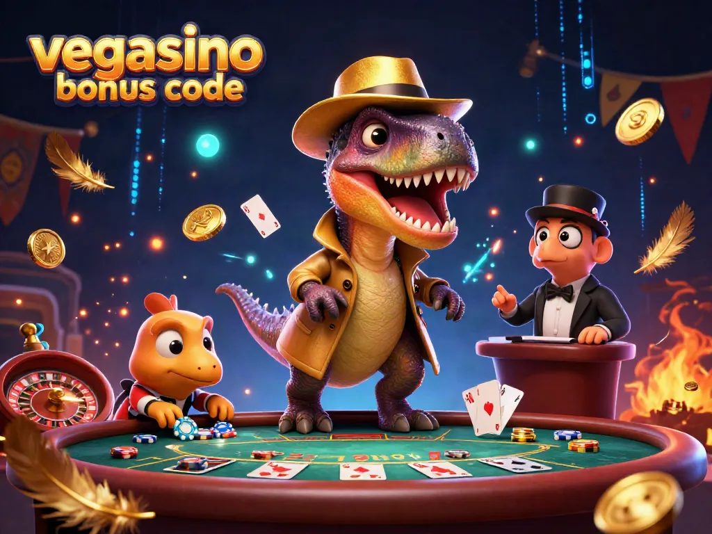 Experience the thrill of the vegasino bonus code with animated characters at a blackjack table.