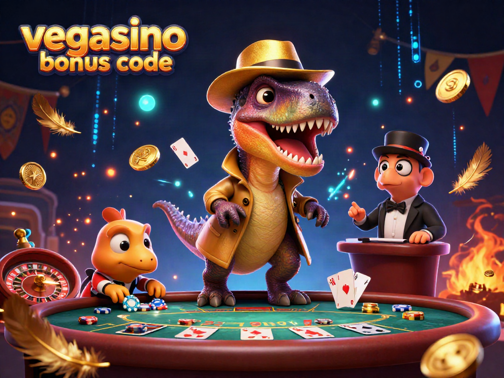 Experience the thrill of the vegasino bonus code with animated characters at a blackjack table.