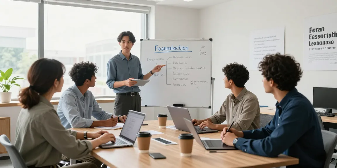 Zusammenarbeit bei dysfunktionaler Teamführung in modernem Büro