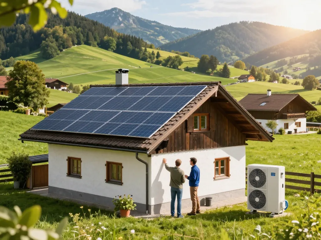 Photovoltaik Bayern Solarmodule auf einem bayerischen Zuhause, die nachhaltige Energie zeigen.
