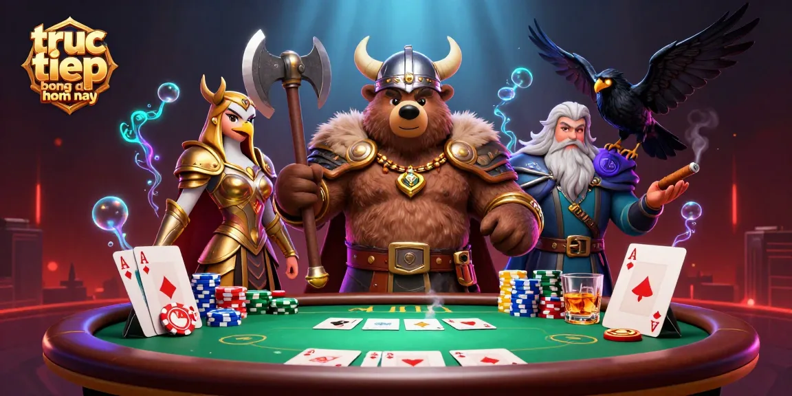 Experience truc tiep bong da hom nay with our vivid casino scene showcasing dynamic characters, poker elements, and vibrant atmosphere.