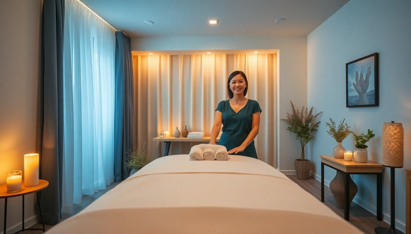 고객의 자택에서 편안한 분위기를 조성하는 젊은 치료사와 함께하는 평택 출장마사지 서비스의 모습