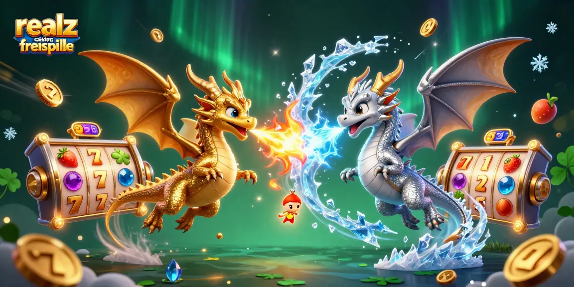 Spiele realz casino freispiele mit spannenden 3D-Drachen und Spielautomaten im Hintergrund.