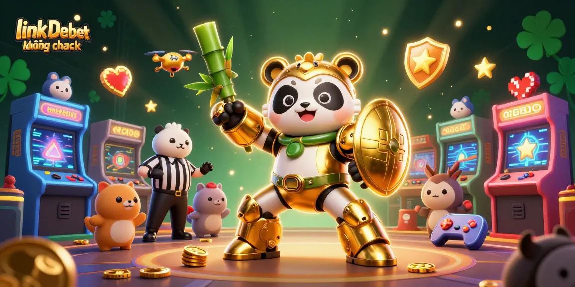 Engage with link Debet không chặn in this vibrant 3D casino illustration featuring a mech-suit panda.
